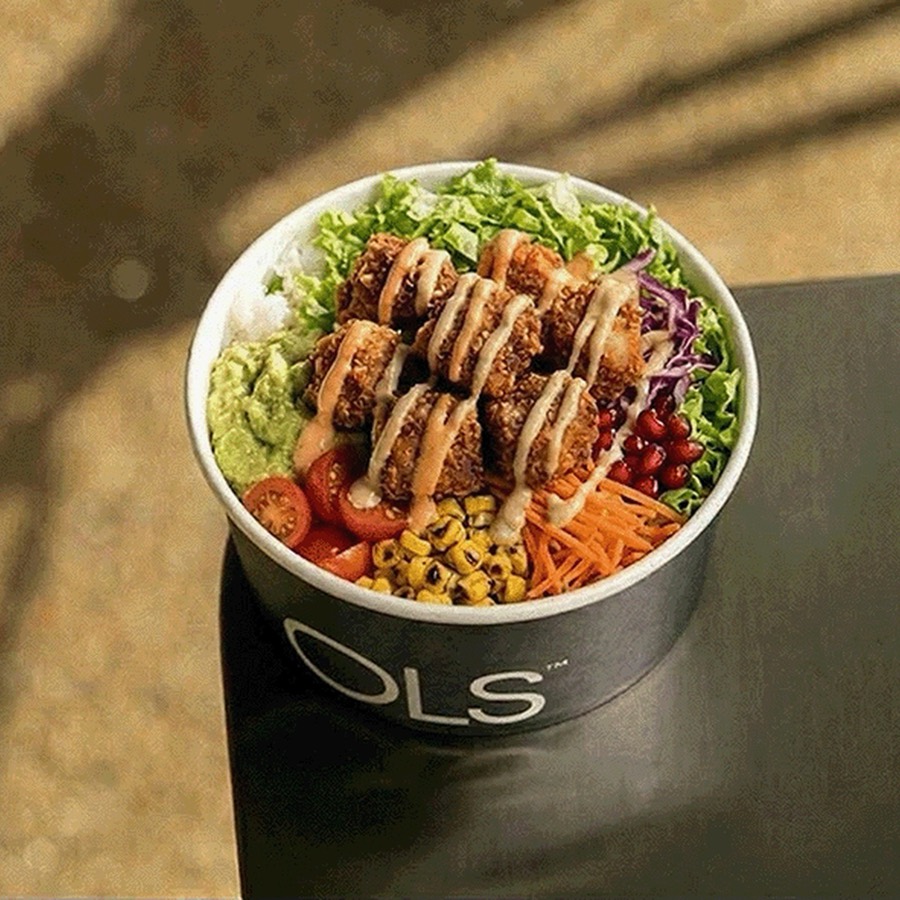 Chicken Crunch Poke Bowl — Crispy chicken, rice, cucumber, spicy mayo — from the OLS menu, Al Khobar